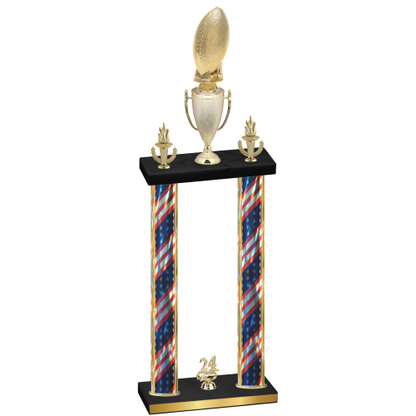 Double Flag USA Year Football Trophy