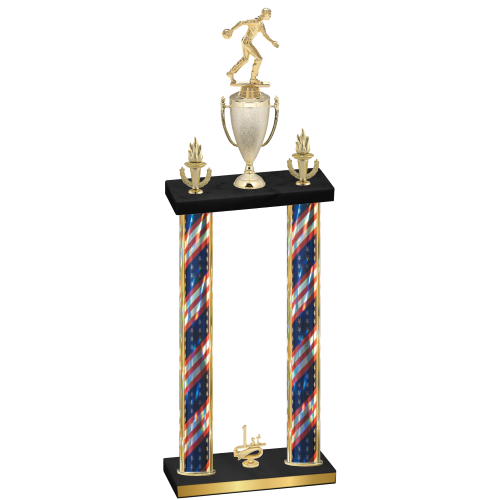 Double Flag USA First Place Bowling Trophy