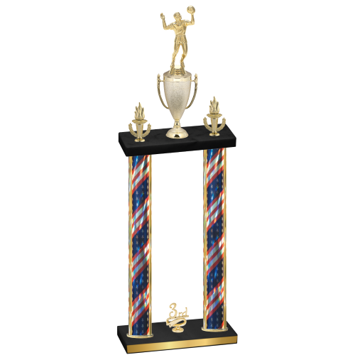 Double Flag USA Third Place Volleyball Trophy