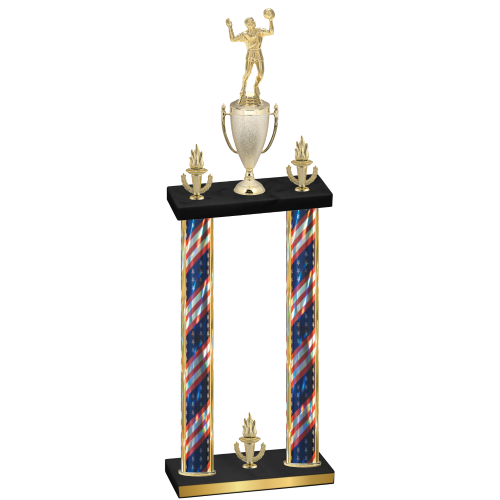 Double Flag USA Victory Volleyball Trophy