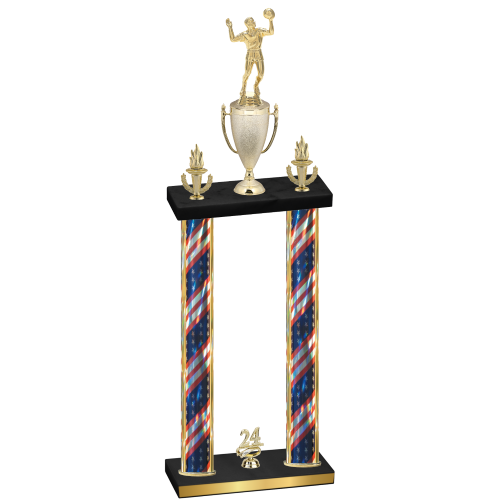 Double Flag USA Year Volleyball Trophy