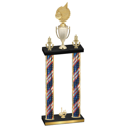 Double Flag USA First Place Volleyball Trophy