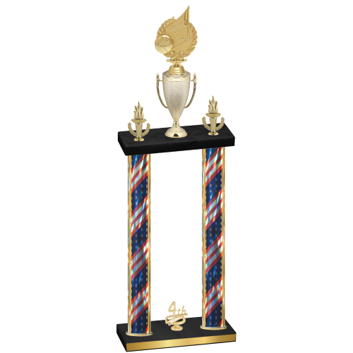 Double Flag USA Fourth Place Volleyball Trophy