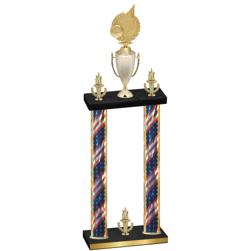 Double Flag USA Victory Volleyball Trophy