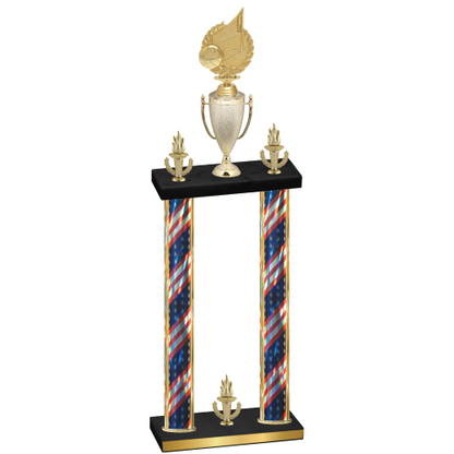 Double Flag USA Victory Volleyball Trophy