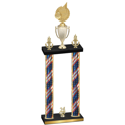 Double Flag USA Year Volleyball Trophy