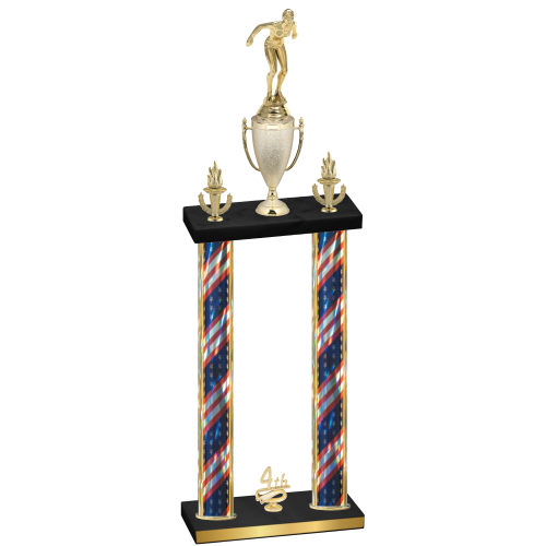 Double Flag USA Fourth Place Tennis Trophy