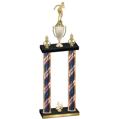 Double Flag USA Fourth Place Tennis Trophy