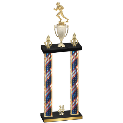 Double Flag USA Year Football Trophy