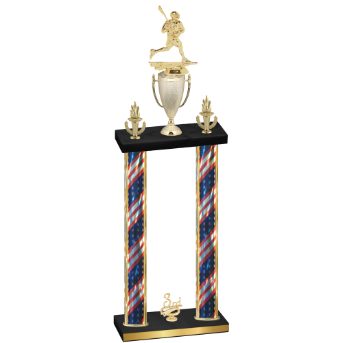 Double Flag USA Third Place Lacrosse Trophy