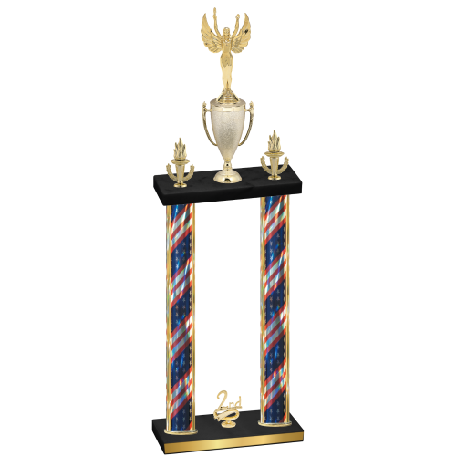 Double Flag USA Second Place Victory Trophy