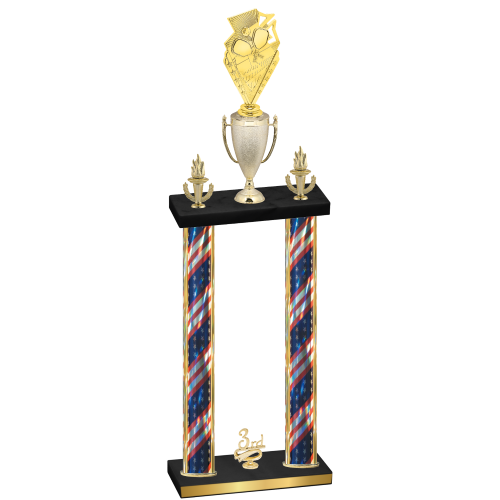 Double Flag USA Third Place Pickleball Trophy