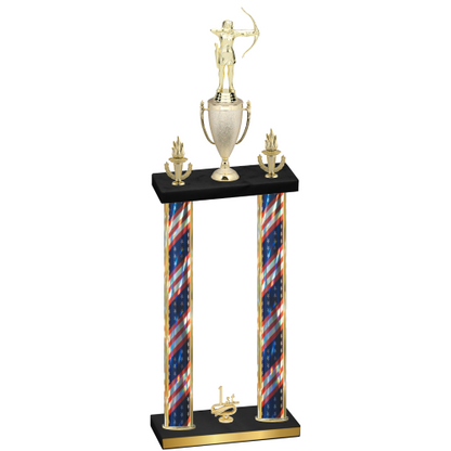 Double Flag USA First Place Archery Trophy