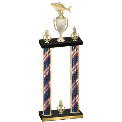 Double Flag USA Victory Fishing Trophy