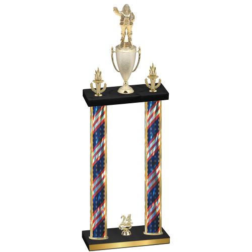 Double Flag USA Year Holiday Trophy