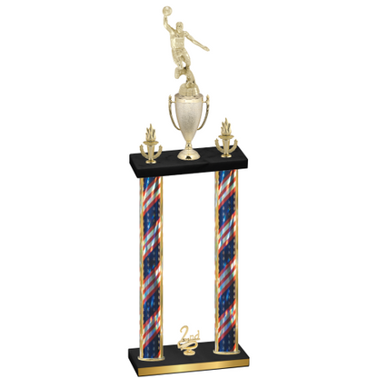 Double Flag USA Second Place Basketball Trophy