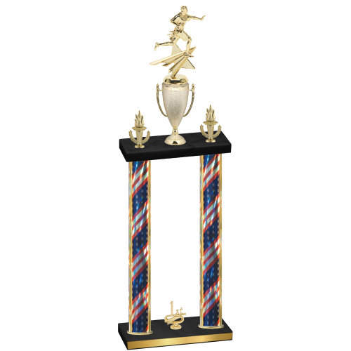 Double Flag USA First Place Flag Football Trophy