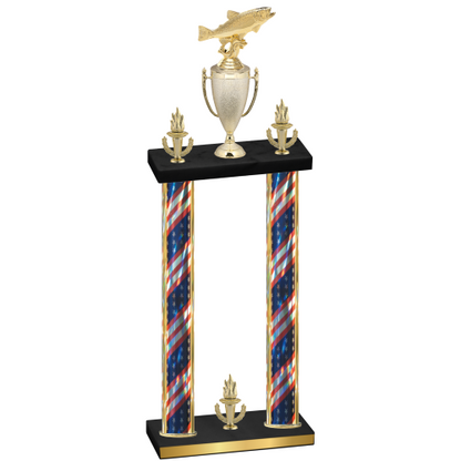 Double Flag USA Victory Fishing Trophy
