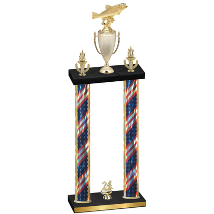 Double Flag USA Year Fishing Trophy