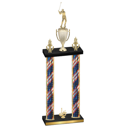 Double Flag USA First Place Golf Trophy