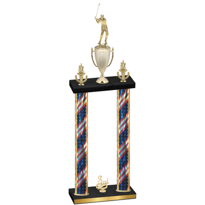 Double Flag USA Third Place Golf Trophy