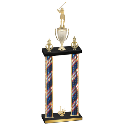 Double Flag USA First Place Golf Trophy