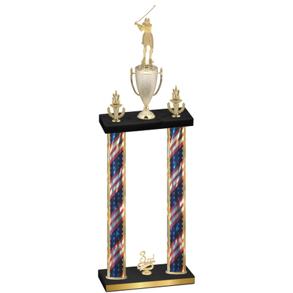 Double Flag USA Third Place Golf Trophy
