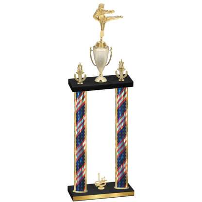 Double Flag USA First Place Karate Trophy