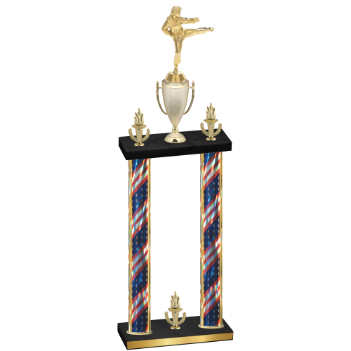 Double Flag USA Victory Karate Trophy