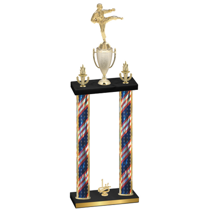 Double Flag USA First Place Karate Trophy