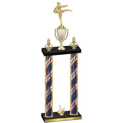 Double Flag USA Third Place Karate Trophy
