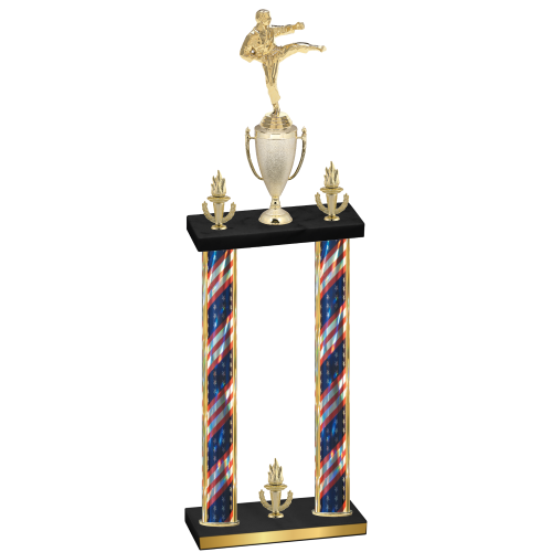 Double Flag USA Victory Karate Trophy
