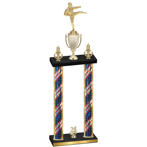 Double Flag USA Year Karate Trophy