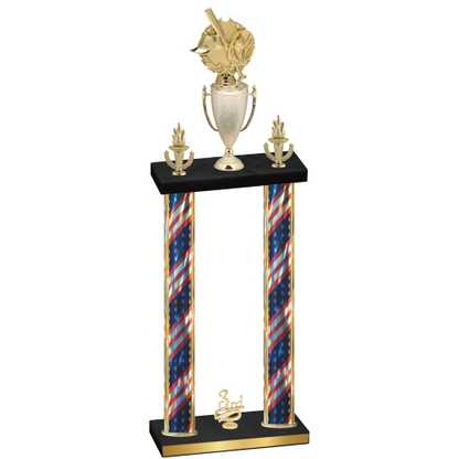 Double Flag USA Third Place Baseball Trophy