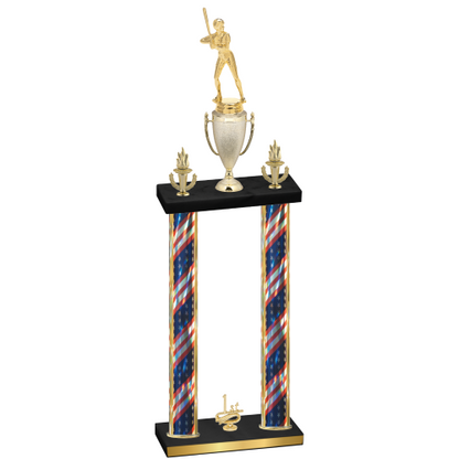 Double Flag USA First Place Softball Trophy