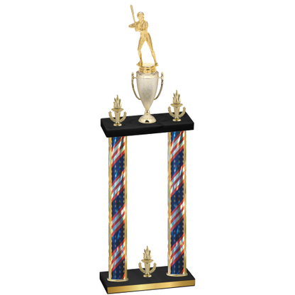 Double Flag USA Victory Softball Trophy