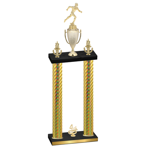 Double Gold Carbon Fiber Fourth Place Running Trophy