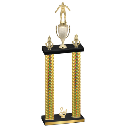 Double Gold Carbon Fiber Second Place Wrestling Trophy