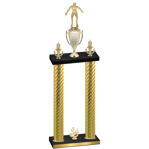 Double Gold Carbon Fiber Fourth Place Wrestling Trophy