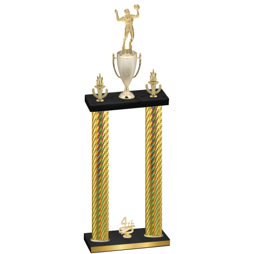Double Gold Carbon Fiber Fourth Place Volleyball Trophy