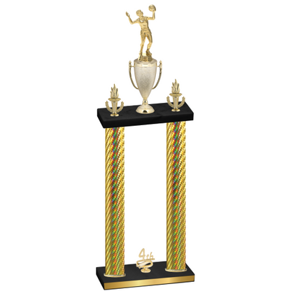 Double Gold Carbon Fiber Fourth Place Volleyball Trophy