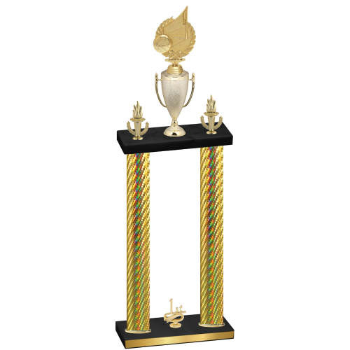 Double Gold Carbon Fiber First Place Volleyball Trophy