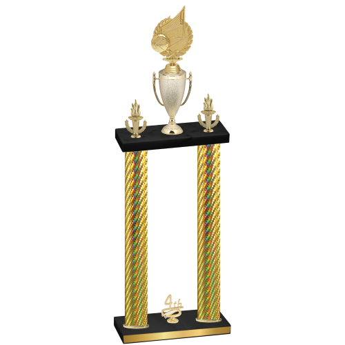 Double Gold Carbon Fiber Fourth Place Volleyball Trophy