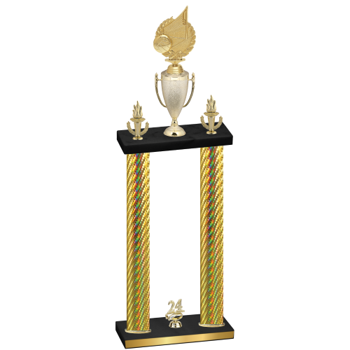 Double Gold Carbon Fiber Year Volleyball Trophy