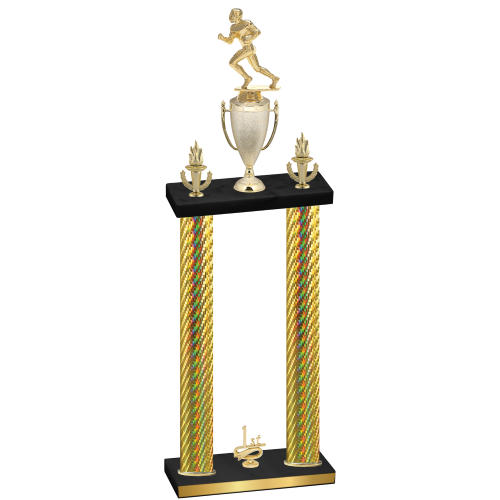 Double Gold Carbon Fiber First Place Football Trophy