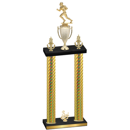 Double Gold Carbon Fiber Third Place Football Trophy