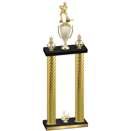 Double Gold Carbon Fiber Third Place Hockey Trophy