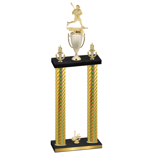 Double Gold Carbon Fiber First Place Lacrosse Trophy