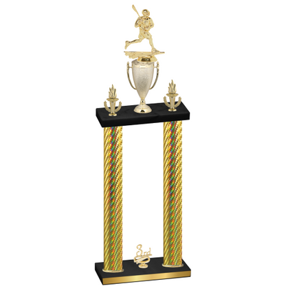 Double Gold Carbon Fiber Third Place Lacrosse Trophy
