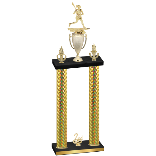 Double Gold Carbon Fiber Second Place Lacrosse Trophy